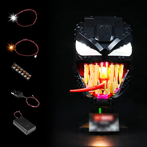 Led Licht Set für Lego 76187 Marvel Venom Maske（Nicht enthaltener Baustein,Dekorations Led Beleuchtungs für Lego Venom Helm Collectible Erwachsene, Fanartikel, Geschenkidee für Sammler von BrickBling