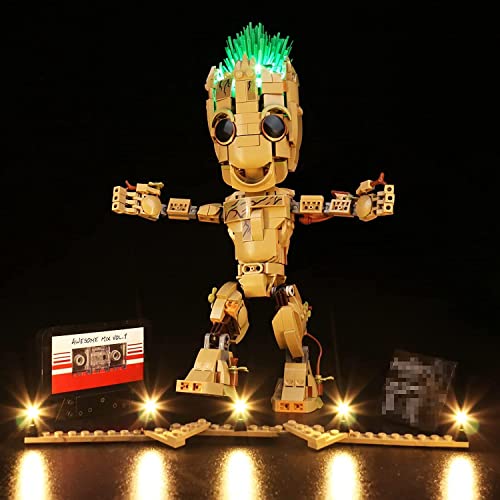 BrickBling Led Licht Set für Lego 76217 Marvel Ich Bin Groot Spielzeug, Led Beleuchtungs Set für Lego Ich Bin Groot Kreatives Geschenk (Nur Lichter-Set,kein Lego-Modell)- Standard Version von BrickBling