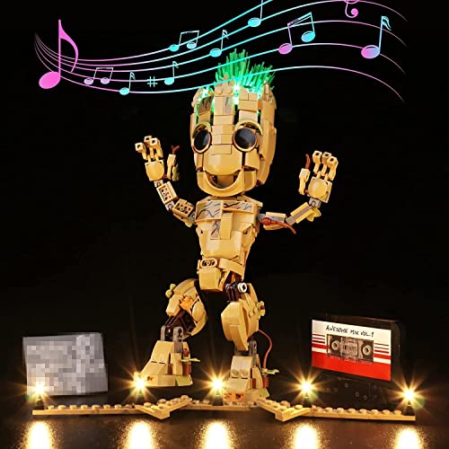 Led Licht Set für Lego Ich Bin Groot,Musikversion Dekorationsbeleuchtungsset für Lego 76217 Marvel Ich Bin Groot Spielzeug Kreative Spielzeuglichter -Nur Lichter-Set,kein Lego-Modell von BrickBling