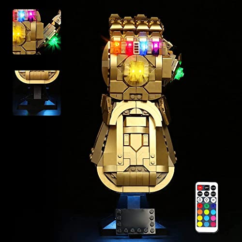 Led Licht Set für Lego Infinity Handschuh, Dekorations Led Beleuchtungsset für Lego 76191 Thanos Handschuh mit RGB-Fernbedienung Wechselbare Farbbasis (nur Lichter, Keine Lego-Modelle) von BrickBling
