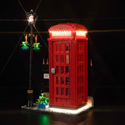BrickBling Led Licht Set für Lego Red London Telephone Box (Kein Lego), Dekorationsbeleuchtungsset für Lego 21347 Red London Telephone Box Kreative Spielzeug von BrickBling