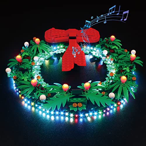Music Version (Spiel Musik) Led Licht Set Kompatibel mit Lego Weihnachtskranz, Dekorationsbeleuchtungsset für 40426 2-in-1-Adventskranz Kreative Spielzeuglichter -Kein Modell von BrickBling