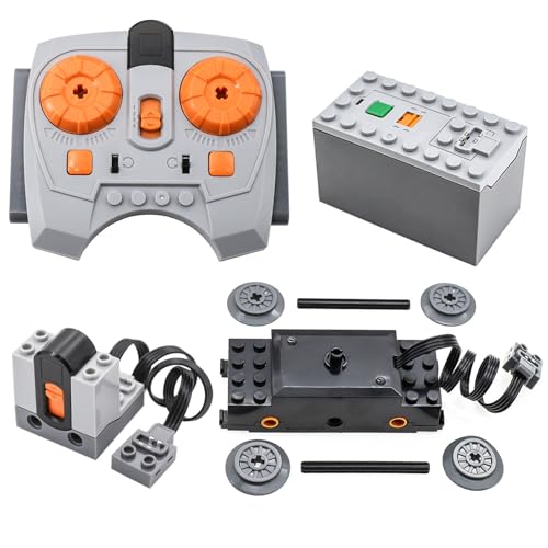 BrickBounty 4-teiliges Zugmotor-Set, Fernbedienungsset, technische Teile, MOC-Steuerfunktion, Power-Funktionen für STEM, montierter Baustein von BrickBounty