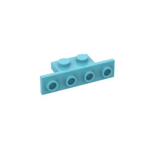 Gobricks 10201 Scharnierplattenhalterung, 1 x 2-1 x 4 [abgerundete Ecken], 50 Stück, GDS-638, kompatibel mit Lego-Bausteinen, Farbe: Mittel-Azurblau 046 von BrickBuddy
