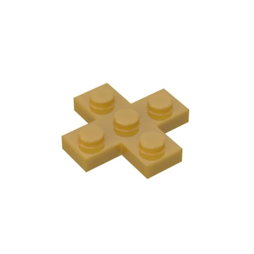Gobricks 15397 Fundamentplatte, 3 x 3 Kreuz, 10 Stück, GDS-710, kompatibel mit Lego Bausteinen, Farbe: Perlgold 035 von BrickBuddy