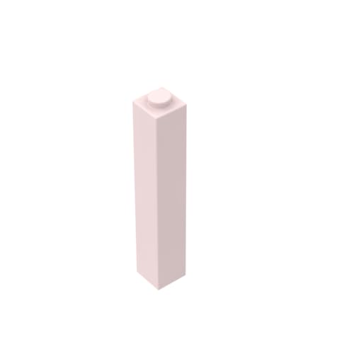 Gobricks 2453 Basic Bricks Brick 1x1x5 mit blockiertem offenem oder hohlen Bolzen, 10 Stück, GDS-866, kompatibel mit Lego Bausteinen, Farbe: Hellrosa 017 von BrickBuddy