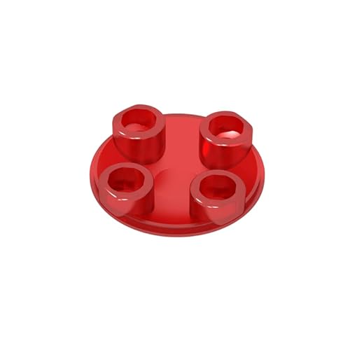 Gobricks 2x2 runde Platte mit Clip, transparent, 50 Stück, rot, kompatibel mit Lego-Teilen und Teilen 2654, 54234, kompatibel mit den wichtigsten Ziegelmarken, Farbe: Trans Red von BrickBuddy