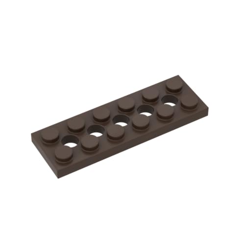 Gobricks 32001 Scharnierplatte Technic Plate 2x6 [5 Löcher] 10 Stück GDS-698 Kompatibel mit Lego Bausteinen, Farbe: Dunkelbraun 082 von BrickBuddy