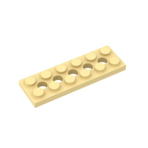 Gobricks 32001 Scharnierplatte Technic Plate 2x6 [5 Löcher] 10 Stück GDS-698 Kompatibel mit Lego Bausteinen, Farbe: Hellgelb 029 von BrickBuddy