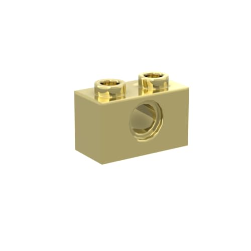 Gobricks 3700 Technik Brick Technic Brick 1x2 [1 Loch] 50 Stück GDS-623 Kompatibel mit Lego Bausteinen, Farbe: Chrom Gold 037 von BrickBuddy