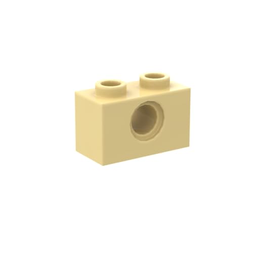 Gobricks 3700 Technik Brick Technic Brick 1x2 [1 Loch] 50 Stück GDS-623 Kompatibel mit Lego Bausteinen, Farbe: Hellgelb 029 von BrickBuddy