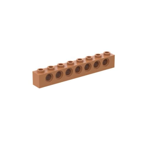 Gobricks 3702 Technik Brick Technic Brick 1x8 [7 Löcher] 10 Stück GDS-627 Kompatibel mit Lego Bausteinen, Farbe:Medium Dark Flesh 084 von BrickBuddy