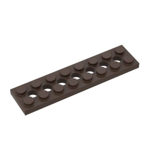 Gobricks 3738 Scharnierplatte Technic Plate 2x8 [7 Löcher] 10 Stück GDS-699 Kompatibel mit Lego Bausteinen, Farbe: Dunkelbraun 082 von BrickBuddy