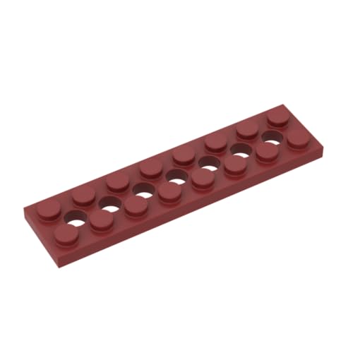 Gobricks 3738 Scharnierplatte Technic Plate 2x8 [7 Löcher] 10 Stück GDS-699 Kompatibel mit Lego Bausteinen, Farbe:Dunkelrot 014 von BrickBuddy