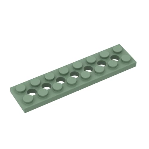 Gobricks 3738 Scharnierplatte Technic Plate 2x8 [7 Löcher] 10 Stück GDS-699 Kompatibel mit Lego Bausteinen, Farbe:Sandgrün 048 von BrickBuddy