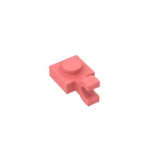 Gobricks 6019 Scharnierplatte Platte Spezial 1 x 1 mit Clip horizontal [dicker U-Clip] 50 Stück GDS-813 kompatibel mit Lego Bausteinen, Farbe: Korallenorange 018 von BrickBuddy