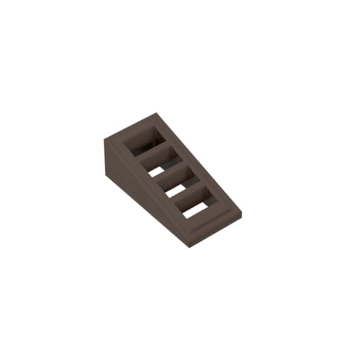 Gobricks 61409 Ornamente 2x1x2/3, 18° geneigter Ziegelstein mit 4 Gittern, 50 Stück, GDS-838, kompatibel mit Lego Bausteinen, Farbe: Dunkelbraun 082 von BrickBuddy