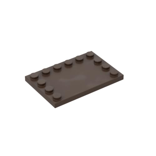 Gobricks 6180 Fundamentplatte Spezial 4x6 mit Nieten an 3 Kanten, 10 Stück GDS-757, kompatibel mit Lego Bausteinen, Farbe:Dunkelbraun 082 von BrickBuddy