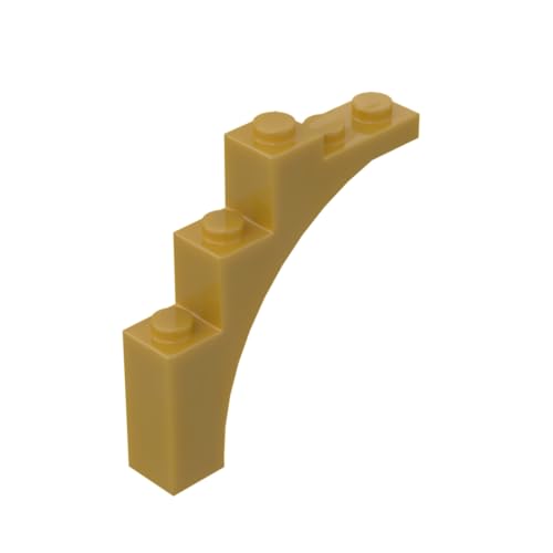Gobricks 76768 Bogen aus Ziegelsteinen, 1 x 5 x 4 [unregelmäßiger Bogen, erhöhte Unterseite Kreuzstützen], 10 Stück, GDS-715, kompatibel mit Lego-Bausteinen, Farbe: Perlgold 035 von BrickBuddy