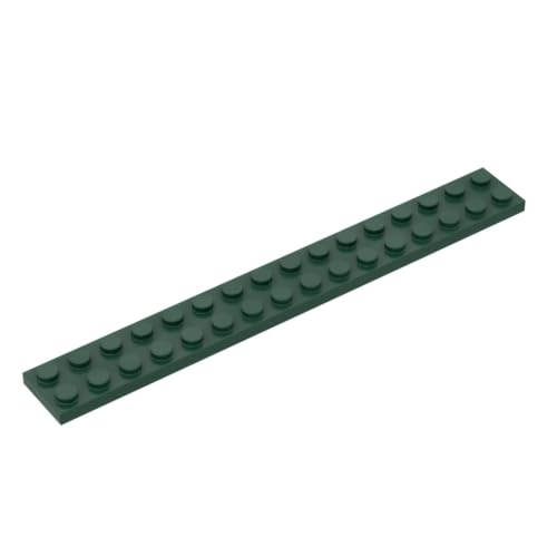 Gobricks GDS-517 Platte 2 x 16, 50 Stück, kompatibel mit Lego 4282 4211486 und den wichtigsten Bausteinmarken für MOC, Farbe: Dunkelgrün 141 von BrickBuddy