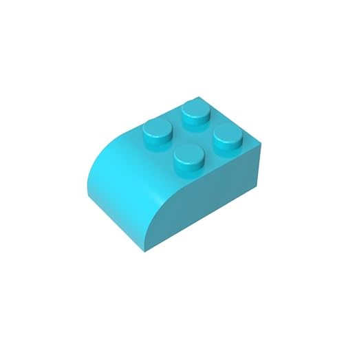 Gobricks GDS-722 Brick Curved 2 x 3 mit gebogener Oberseite, 50 Stück, kompatibel mit LEGO Toy 6215 DIY-Teilen und MOC-Komponenten für große Bausteinmarken, Farbe: Mittel-Azurblau 322 von BrickBuddy