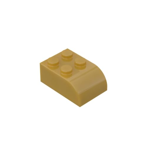 Gobricks GDS-722 Gebogener Ziegelstein mit gebogener Oberseite, 50 Stück, kompatibel mit LEGO 6215 DIY-Teilen und MOC-Komponenten für große Ziegelmarken, Farbe: Perlgold 297 von BrickBuddy