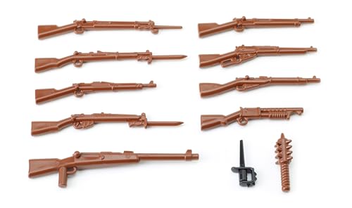 Brickarms WW1 Waffenset – 11-teiliges Waffen-Set inspiriert vom Ersten Weltkrieg – Hochwertige Custom Gewehre & Nahkampfwaffen, kompatibel mit Klemmbaustein Figuren von BricksStuff