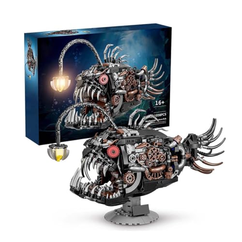 Brickaro Laterne Fisch Baustein Modell - 1038PCS Mechanischer Stil 3D Puzzle mit Lichteffekten von Brickaro