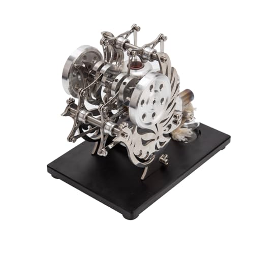 Brickaro Metallmotor-Modellbausatz, der funktioniert, Doppelzylinder-Doppelkolben-Heißluft-Stirlingmotor-Modell, thermisches mechanisches Geschenk für Tech-Liebhaber Brickaro Metallmotor-Modellbausatz, der funktioniert, Doppelzylinder-Doppelkolben-Heißluft-Stirlingmotor-Modell, thermisches mechanisches Geschenk für Tech-Liebhaber von Brickaro