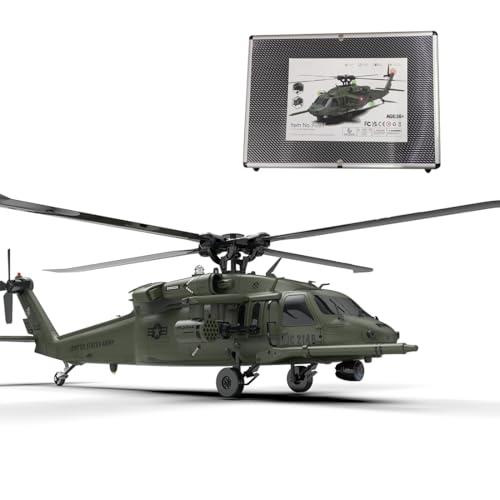 Brickaro RC Hubschrauber Modell, YXZNRC F09-V Maßstab 1/47 2.4G 6CH RC Dual Brushless Direct Drive Flybarless 6G/3D Stunt Militär Flugzeug Modell, Geschenk für Erwachsene (RTF Version) von Brickaro