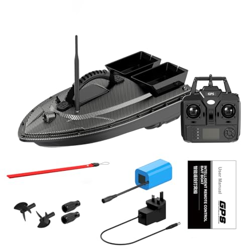 Brickaro V070 Angelköderboot, 12000 mAh, 500 m, 1,5 kg Kapazität, Dual-Hopper, GPS-RC, Köderboot mit 40 Wegpunkten, ideal für Angelbegeisterte (Kohlefaser) von Brickaro