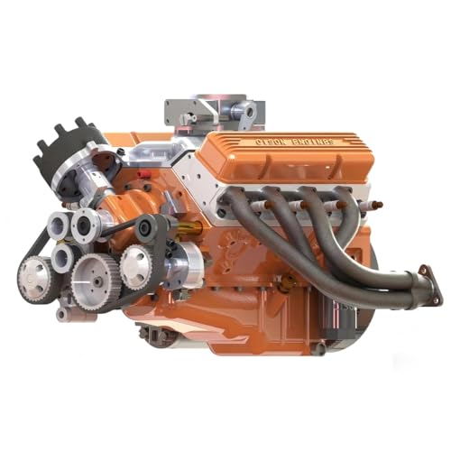 Cison V8-OHV-44 PRO Modellbausatz mit kleinem Block, Maßstab 1:6, wassergekühlt, 4-Takt-Benzinverbrennungsmotor, Modellbausatz, STEM-Geschenke für Erwachsene und Tee, Orange von Brickaro