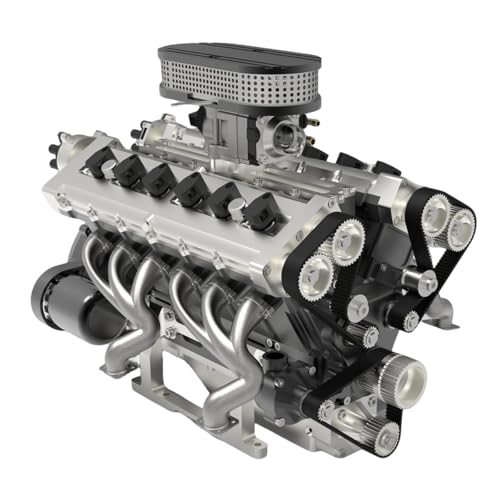 ENJOMOR GS-V12 72cc DOHC 4-Takt 4-Ventil wassergekühltes Benzin V12 Verbrennungsmotor Modell mit Elektrostart, Wissenschaftliche Bildung, Geschenk für Erwachsene von Brickaro