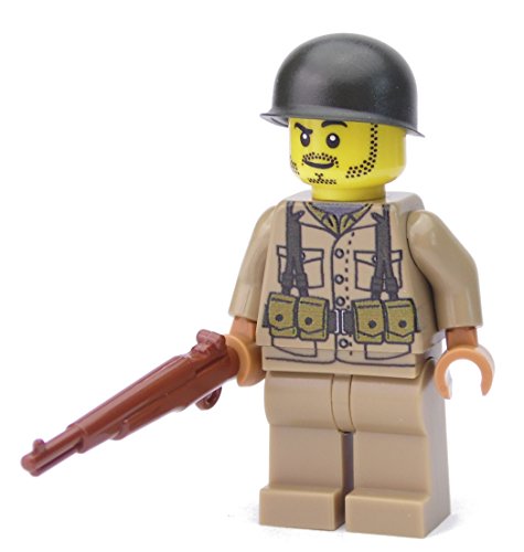Amerikanischer US Soldat | Ausgerüstet mit BrickArms M1 Garand und Helm | Bedruckte Custom Figur von BricksStuff