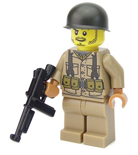 Amerikanischer US Soldat | Ausgerüstet mit BrickArms Thompson und Helm | Bedruckte Custom Figur von BricksStuff