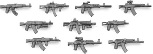 BrickArms Aktion Sturmgewehr und Maschinenpistolen Waffenset | Set enthält 10 AK Militär Waffen | Kompatibel mit Lego® Figuren von BricksStuff