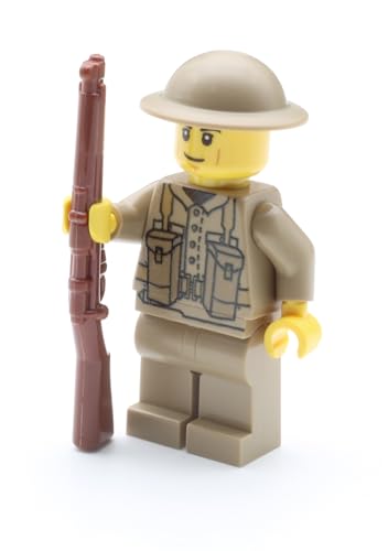 Britischer Soldat | Ausgerüstet mit BrickArms Lee Enfield und Brodie Helm | Bedruckte Custom Figur von BricksStuff