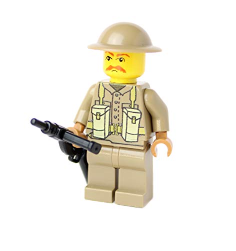 Britischer Soldat | Ausgerüstet mit BrickArms Sten MP und Brodie Helm | Bedruckte Custom Figur von BricksStuff