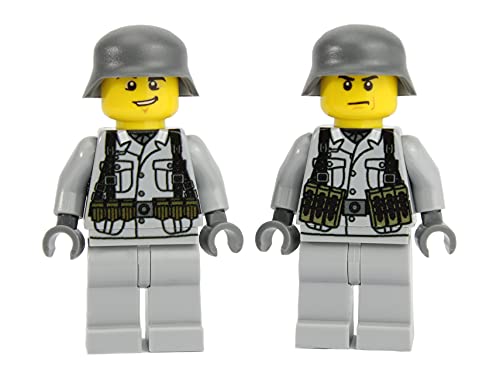 Deutsche Soldaten Set, 2 Stück | Ausgerüstet mit je einem BrickArms WW2 Helm | Bedruckte Custom Figuren von BricksStuff