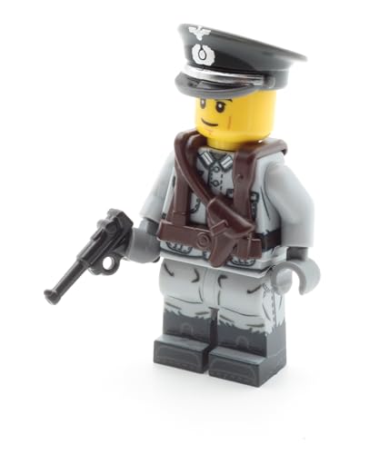 Deutscher Offizier | Ausgerüstet mit BrickArms Luger, Weste und Mütze | Bedruckte Custom Figur von BricksStuff