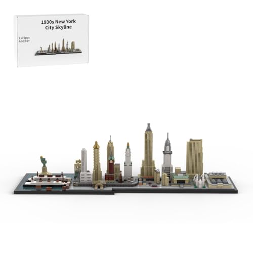 Bricksdiytoy Architektur New York City 1930er Skyline-Modellbausatz, Taters Design mit Empire State & Brooklyn Bridge, 2175 Teile Historisches Schaumodell, Deko für Home-Office & Sammlervitrinen Bricksdiytoy Architektur New York City 1930er Skyline-Modellbausatz, Taters Design mit Empire State & Brooklyn Bridge, 2175 Teile Historisches Schaumodell, Deko für Home-Office & Sammlervitrinen von Bricksdiytoy