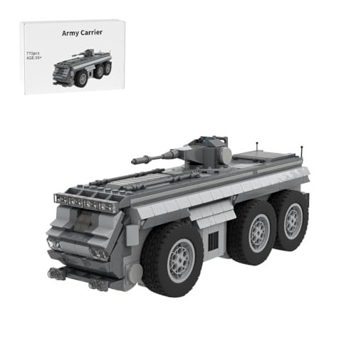 Bricksdiytoy Armee Transporter 6x6 Truppenfahrzeug Klemmbausteine Modell, Entworfen von Antony07, 770 Teile Militär-Bausatz mit Drehbarem Turm, Deko für Vitrinen, Geschenk für Erwachsene Bricksdiytoy Armee Transporter 6x6 Truppenfahrzeug Klemmbausteine Modell, Entworfen von Antony07, 770 Teile Militär-Bausatz mit Drehbarem Turm, Deko für Vitrinen, Geschenk für Erwachsene von Bricksdiytoy
