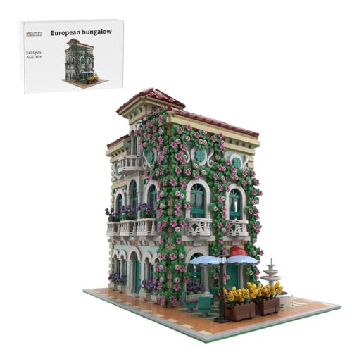 Bricksdiytoy Europäisches Villen-Bausteinset, mintgrünes Retro-Haus mit Balkon und Brunnen, detailliertes Straßenansichtsmodell für Architekturliebhaber und Dekorateure-5466 Teile Bricksdiytoy Europäisches Villen-Bausteinset, mintgrünes Retro-Haus mit Balkon und Brunnen, detailliertes Straßenansichtsmodell für Architekturliebhaber und Dekorateure-5466 Teile von Bricksdiytoy