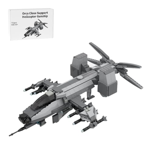 Bricksdiytoy Kampfhubschrauber zur Bausatz, Antony07 Design mit Drehbarem Geschützturm & 8 Raketen, 731 Teile Militärflugzeug-Modell, Sammlerset & Tisch-Deko für Erwachsene von Bricksdiytoy