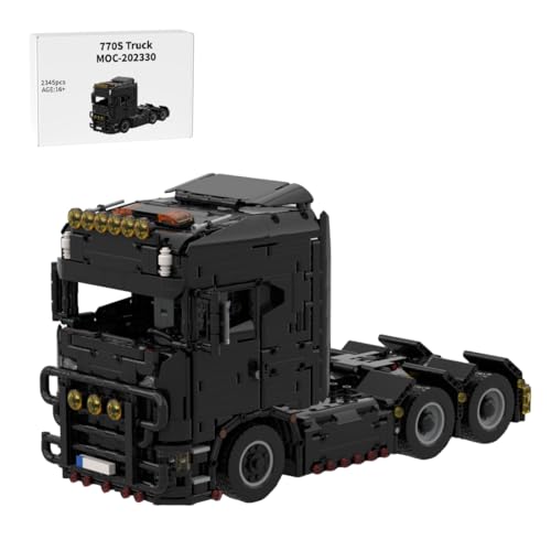 Bricksdiytoy MOC Schwerlast-LKW Technic Bausatz (Weiß/Blau), 2345 Teile Industriestil Modell mit Mehrachsen-Lenkung, Detaillierte Nachbildung für Sammler & Dekoration, Geschenk ab 16 Jahren von Bricksdiytoy