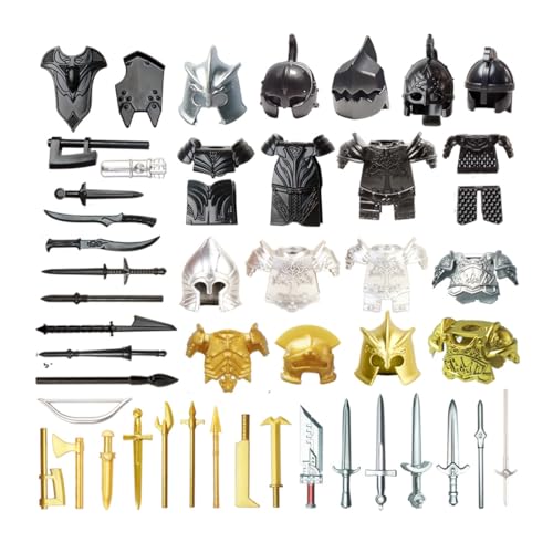 Bricksdiytoy Mittelalter Ritter Rüstungsbausteine-Set (45 Teile) – Kreatives Waffen-Set mit Helm & Schilden, Umweltfreundliches ABS-Material, Dekoration & Rollenspiel für Erwachsene von Bricksdiytoy