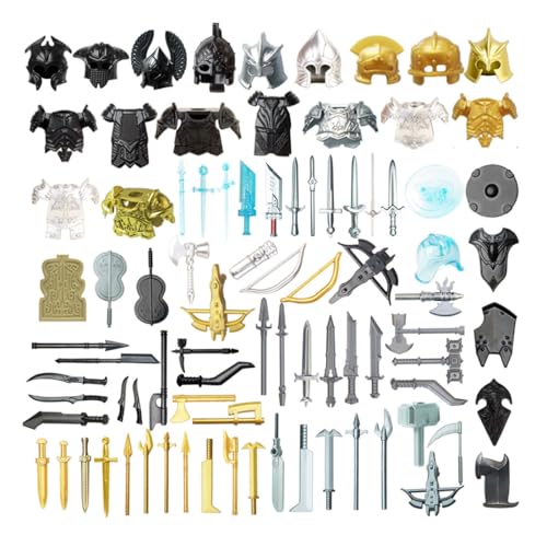 Bricksdiytoy Mittelalter Ritter Rüstungsbausteine-Set (85 Teile) – Kreatives Waffen-Set mit Helm & Schilden, Umweltfreundliches ABS-Material, Dekoration & Rollenspiel für Erwachsene von Bricksdiytoy