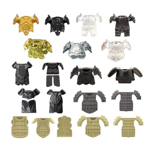 Bricksdiytoy Mittelalter-Rüstungsbausteine Set, Mehrstilige Ritterrüstungen mit Kann beliebig zusammengebaut Werden, Hohe Qualität ABS & QR-Anleitung für Diorama & Sammlerschau- 20 Teile von Bricksdiytoy