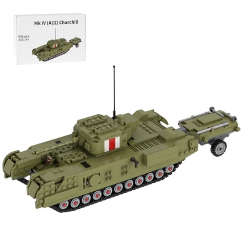Bricksdiytoy Mk IV (A22) Churchill Panzer Militär-Bausatz, Historisches WW2 Modell der Britischen Armee, 903 Teile Schwer Gepanzertes Sammlerstück mit QR-Code Anleitung, Deko für Heim & Vitrine von Bricksdiytoy