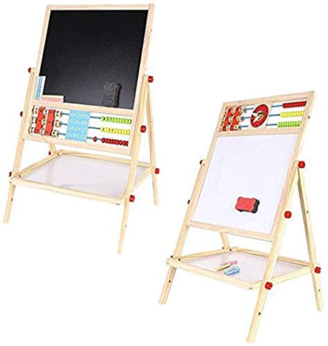 Brigamo 2in1 Standtafel Zeichentafel & Magnettafel, Tafel für Kinder mit Uhr, Abacus und Ablage von Brigamo